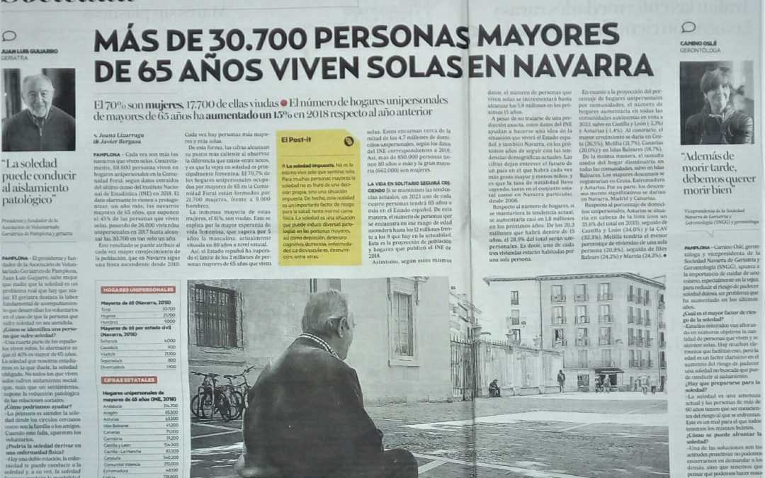 MÁS DE 30.700 PERSONAS MAYORES DE 65 AÑOS VIVEN SOLAS EN NAVARRA