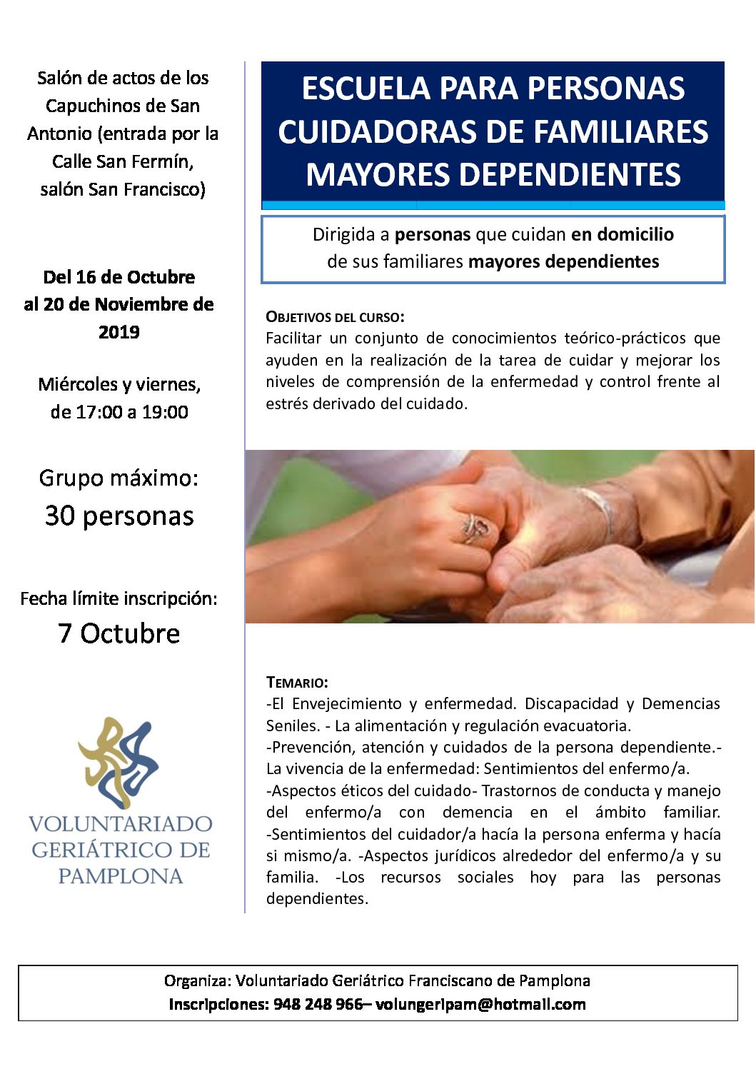 Nueva edición del curso para personas cuidadoras de familiares dependientes